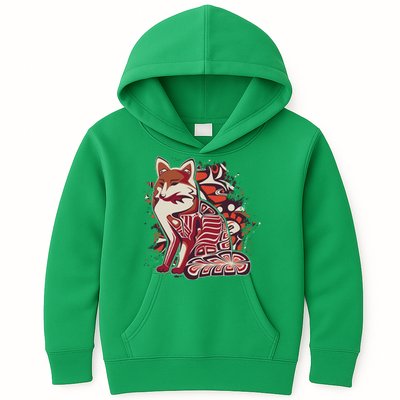 North West Native American Fox Pattern Kids Hoodie