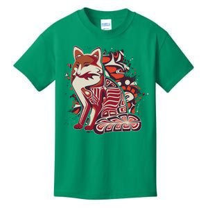 North West Native American Fox Pattern Kids T-Shirt