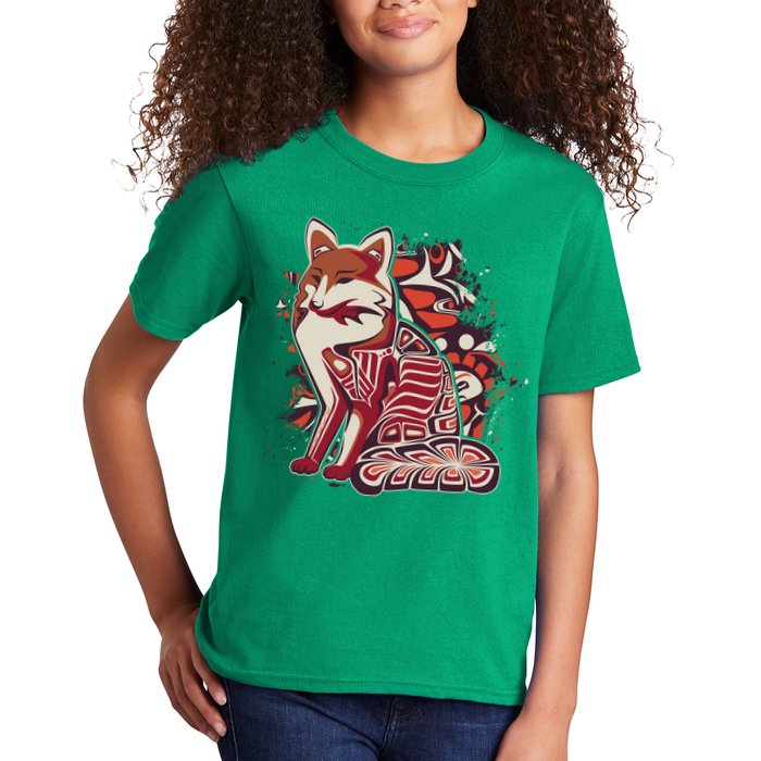 North West Native American Fox Pattern Kids T-Shirt