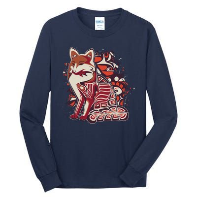 North West Native American Fox Pattern Tall Long Sleeve T-Shirt