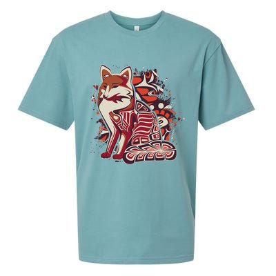 North West Native American Fox Pattern Sueded Cloud Jersey T-Shirt