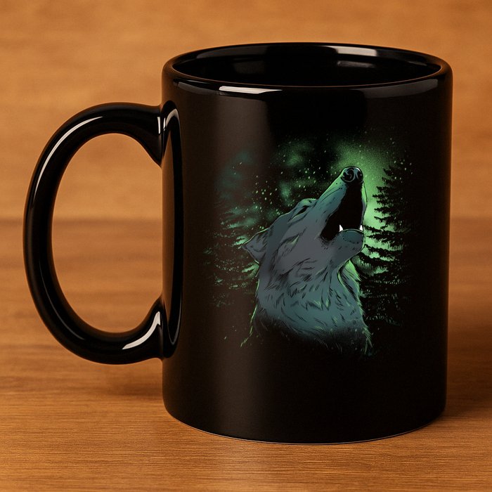 Night Wolf 11oz C Handle Ceramic Mug