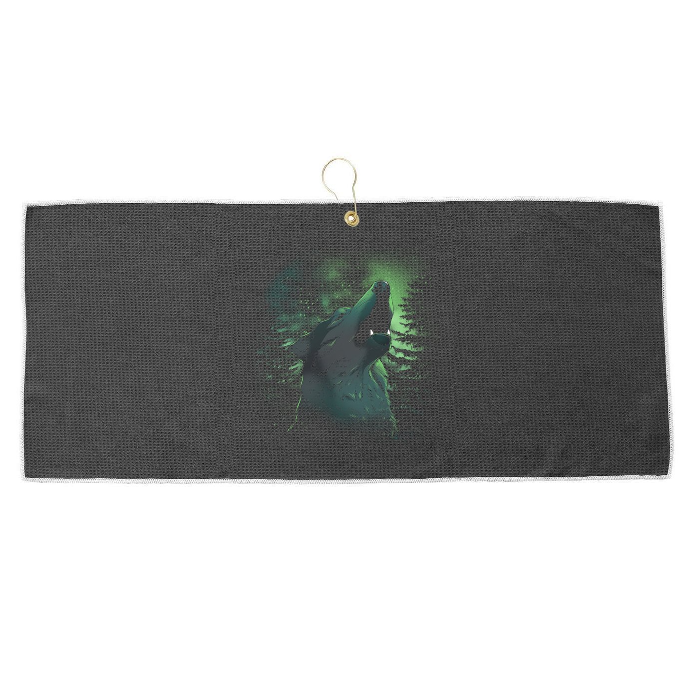Night Wolf Large Microfiber Waffle Golf Towel