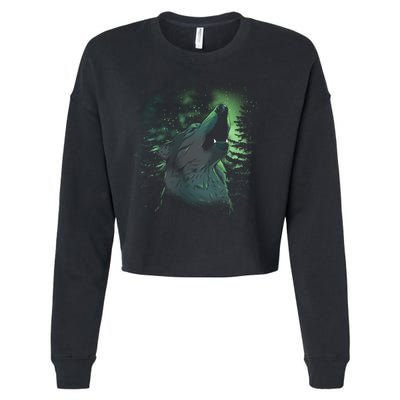 Night Wolf Cropped Pullover Crew