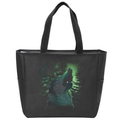 Night Wolf Zip Tote Bag