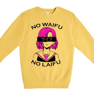 No Waifu No Laifu Anime Manga Girl Cute Premium Crewneck Sweatshirt