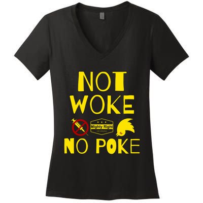 Not Woke, No Poke Women's V-Neck T-Shirt