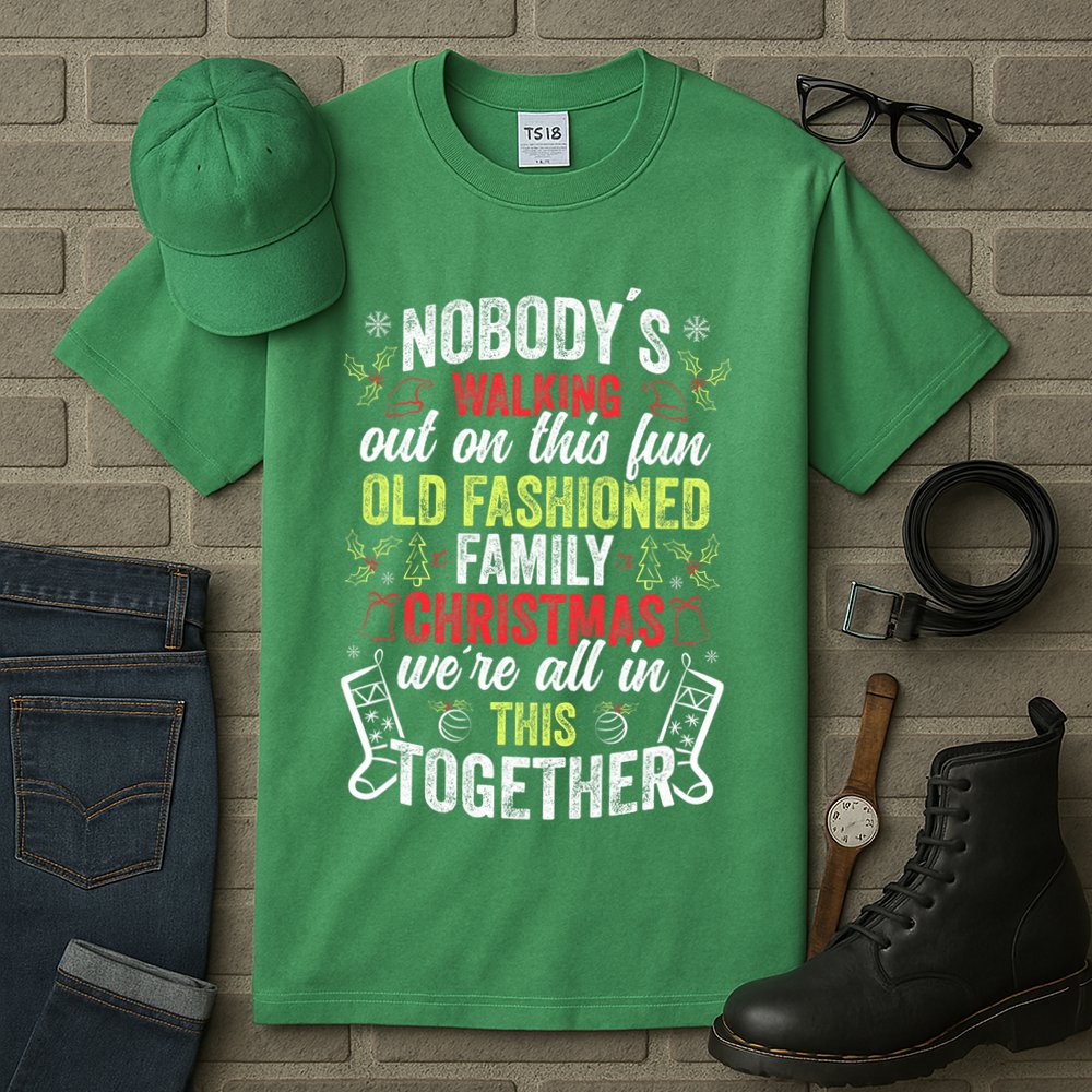 Nobody's Walking Out On This Fun Old Family Christmas Xmas Tall T-Shirt