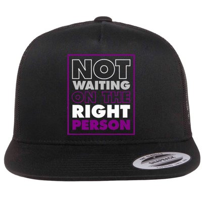 Not Waiting On The Right Person Funny Asexual Pride Flat Bill Trucker Hat