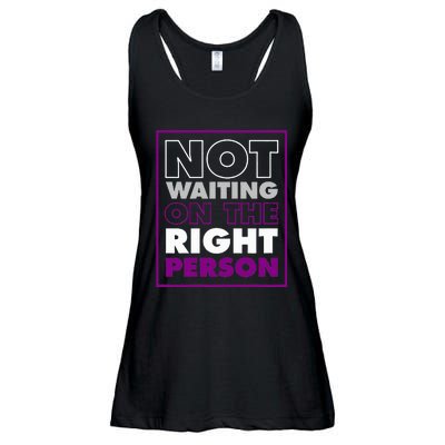 Not Waiting On The Right Person Funny Asexual Pride Stuff Ladies Essential Flowy Tank