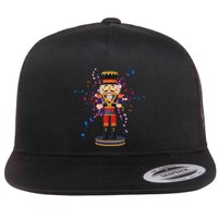 Nutcracker Watercolor Paint Splatter Flat Bill Trucker Hat