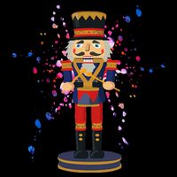 Nutcracker Watercolor Paint Splatter Flat Bill Trucker Hat