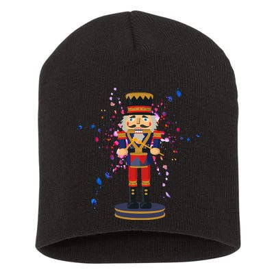 Nutcracker Watercolor Paint Splatter Short Acrylic Beanie