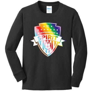 Nwsl Washington Spirit Pride Crest Kids Long Sleeve Shirt