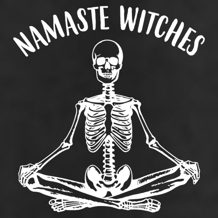 Namaste Witches Skeleton Halloween Yoga 7 Panel Mesh Trucker Snapback Hat