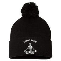 Namaste Witches Skeleton Halloween Yoga Pom Pom 12in Knit Beanie