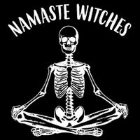 Namaste Witches Skeleton Halloween Yoga Pom Pom 12in Knit Beanie