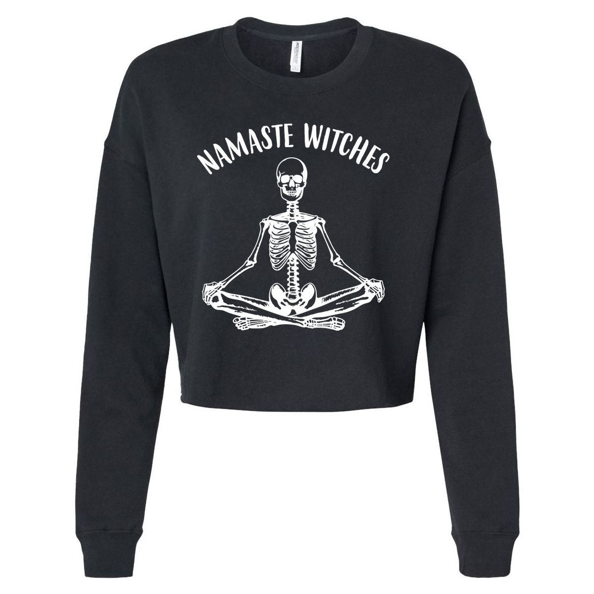Namaste Witches Skeleton Halloween Yoga Cropped Pullover Crew