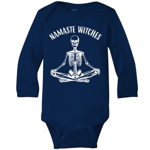 Namaste Witches Skeleton Halloween Yoga Baby Long Sleeve Bodysuit