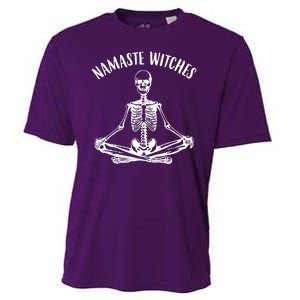 Namaste Witches Skeleton Halloween Yoga Cooling Performance Crew T-Shirt