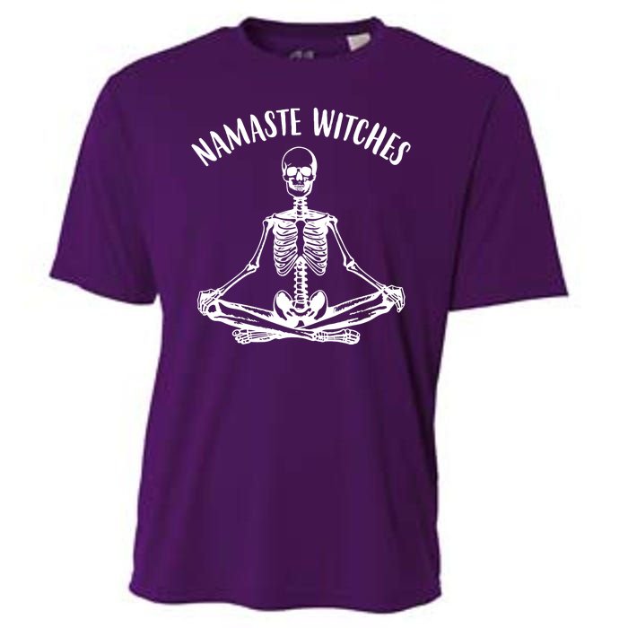 Namaste Witches Skeleton Halloween Yoga Cooling Performance Crew T-Shirt