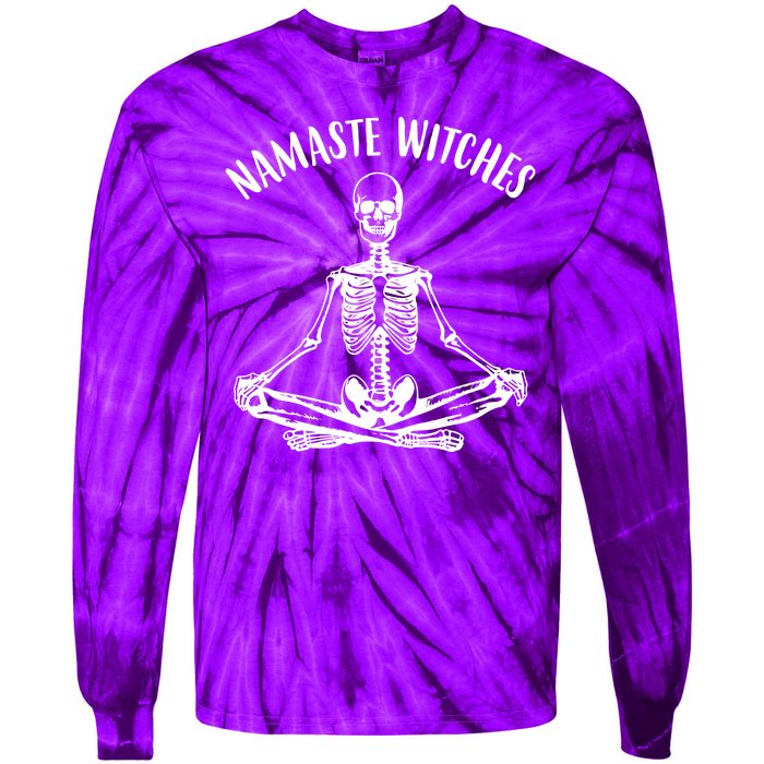 Namaste Witches Skeleton Halloween Yoga Tie-Dye Long Sleeve Shirt