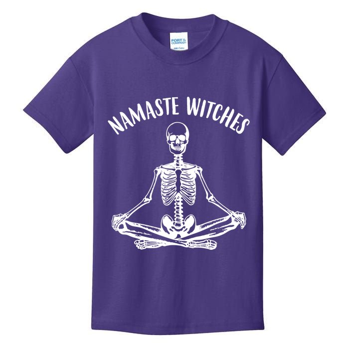 Namaste Witches Skeleton Halloween Yoga Kids T-Shirt