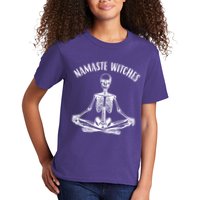 Namaste Witches Skeleton Halloween Yoga Kids T-Shirt
