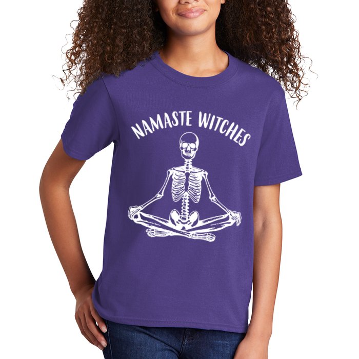 Namaste Witches Skeleton Halloween Yoga Kids T-Shirt
