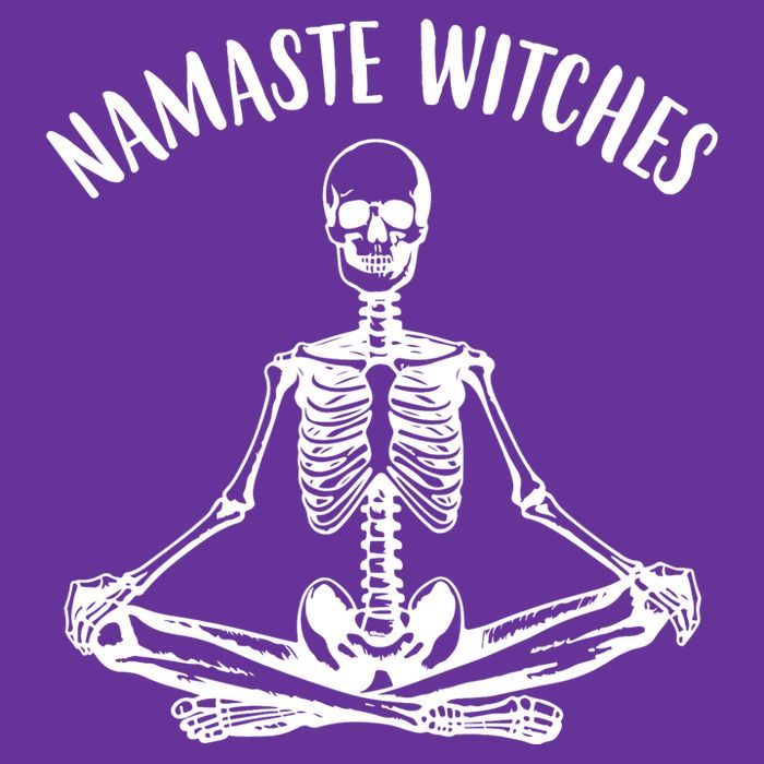 Namaste Witches Skeleton Halloween Yoga Kids T-Shirt