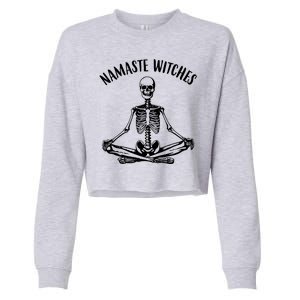 Namaste Witches Skeleton Halloween Yoga Cropped Pullover Crew