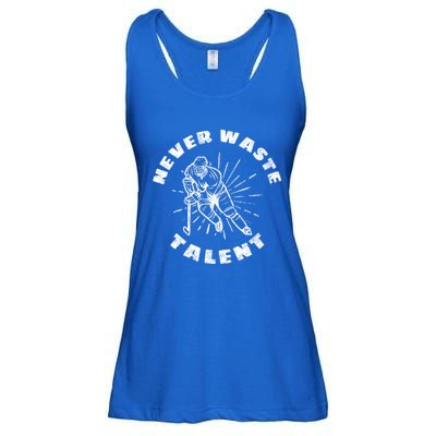 Never Waste Talent Hockey (Back) Gift Ladies Essential Flowy Tank