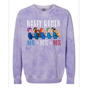 Nasty Women Vote 2024 Democrat Election Day Political Quote Colorblast Crewneck Sweatshirt