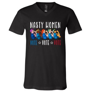 Nasty Women Vote 2024 Democrat Election Day Political Quote V-Neck T-Shirt