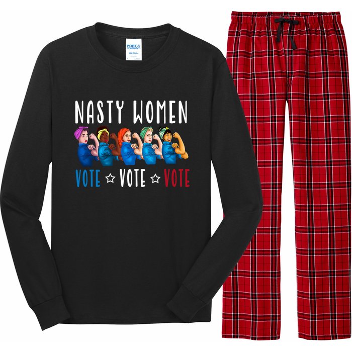 Nasty Women Vote 2024 Democrat Election Day Political Quote Long Sleeve Pajama Set