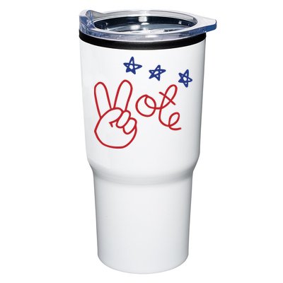 Nicolle Wallace Wearing Peace Vote Tumbler