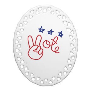 Nicolle Wallace Wearing Peace Vote Ceramic Oval Ornament