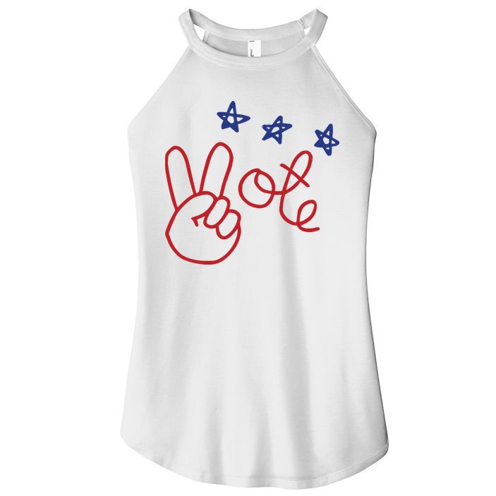 Nicolle Wallace Wearing Peace Vote Women's Perfect Tri Rocker Tank