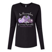 November We Wear Periwinkle Leopard Pumpkin Stomach Cancer  Womens Cotton Relaxed Long Sleeve T-Shirt