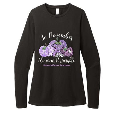 November We Wear Periwinkle Leopard Pumpkin Stomach Cancer  Womens CVC Long Sleeve Shirt