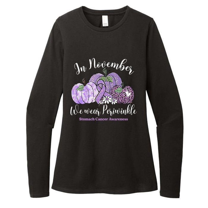 November We Wear Periwinkle Leopard Pumpkin Stomach Cancer  Womens CVC Long Sleeve Shirt