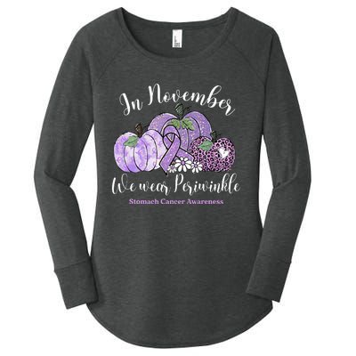 November We Wear Periwinkle Leopard Pumpkin Stomach Cancer  Women's Perfect Tri Tunic Long Sleeve Shirt