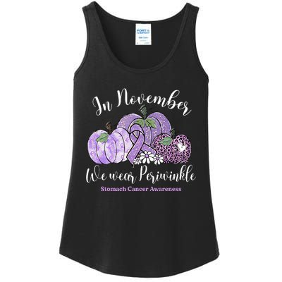 November We Wear Periwinkle Leopard Pumpkin Stomach Cancer  Ladies Essential Tank