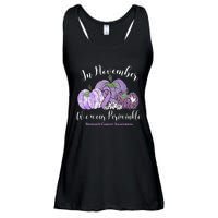 November We Wear Periwinkle Leopard Pumpkin Stomach Cancer  Ladies Essential Flowy Tank