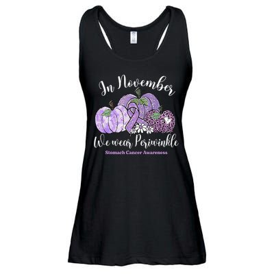 November We Wear Periwinkle Leopard Pumpkin Stomach Cancer  Ladies Essential Flowy Tank