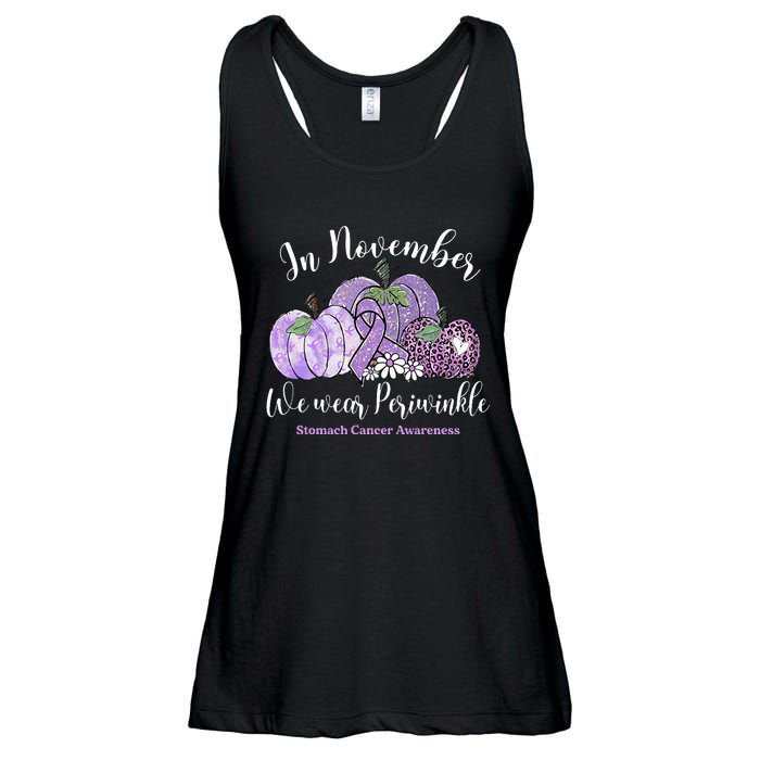 November We Wear Periwinkle Leopard Pumpkin Stomach Cancer  Ladies Essential Flowy Tank