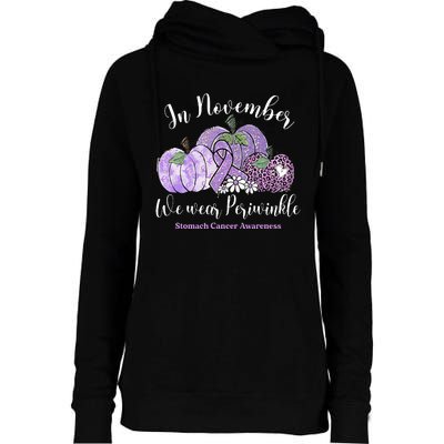 November We Wear Periwinkle Leopard Pumpkin Stomach Cancer  Womens Funnel Neck Pullover Hood