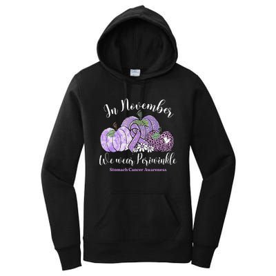 November We Wear Periwinkle Leopard Pumpkin Stomach Cancer  Women's Pullover Hoodie