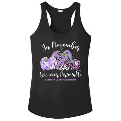 November We Wear Periwinkle Leopard Pumpkin Stomach Cancer  Ladies PosiCharge Competitor Racerback Tank