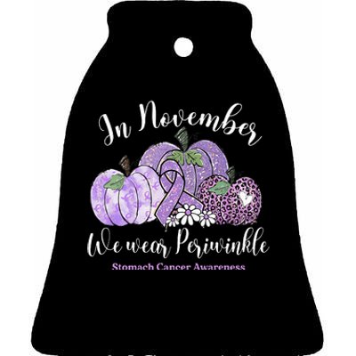 November We Wear Periwinkle Leopard Pumpkin Stomach Cancer  Ceramic Bell Ornament